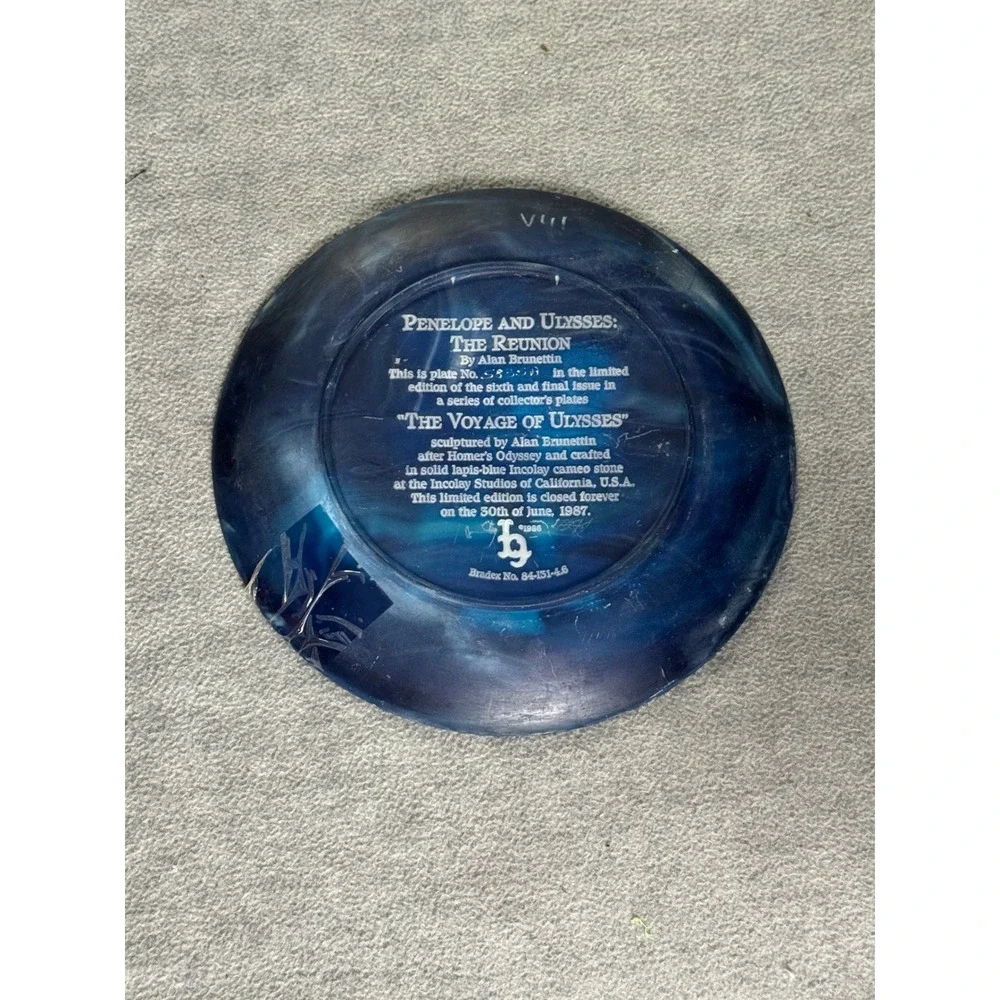 Incolay Studios Voyage of Ulysses Lapis Blue Cameo Plates Set of 2 Brunettin
